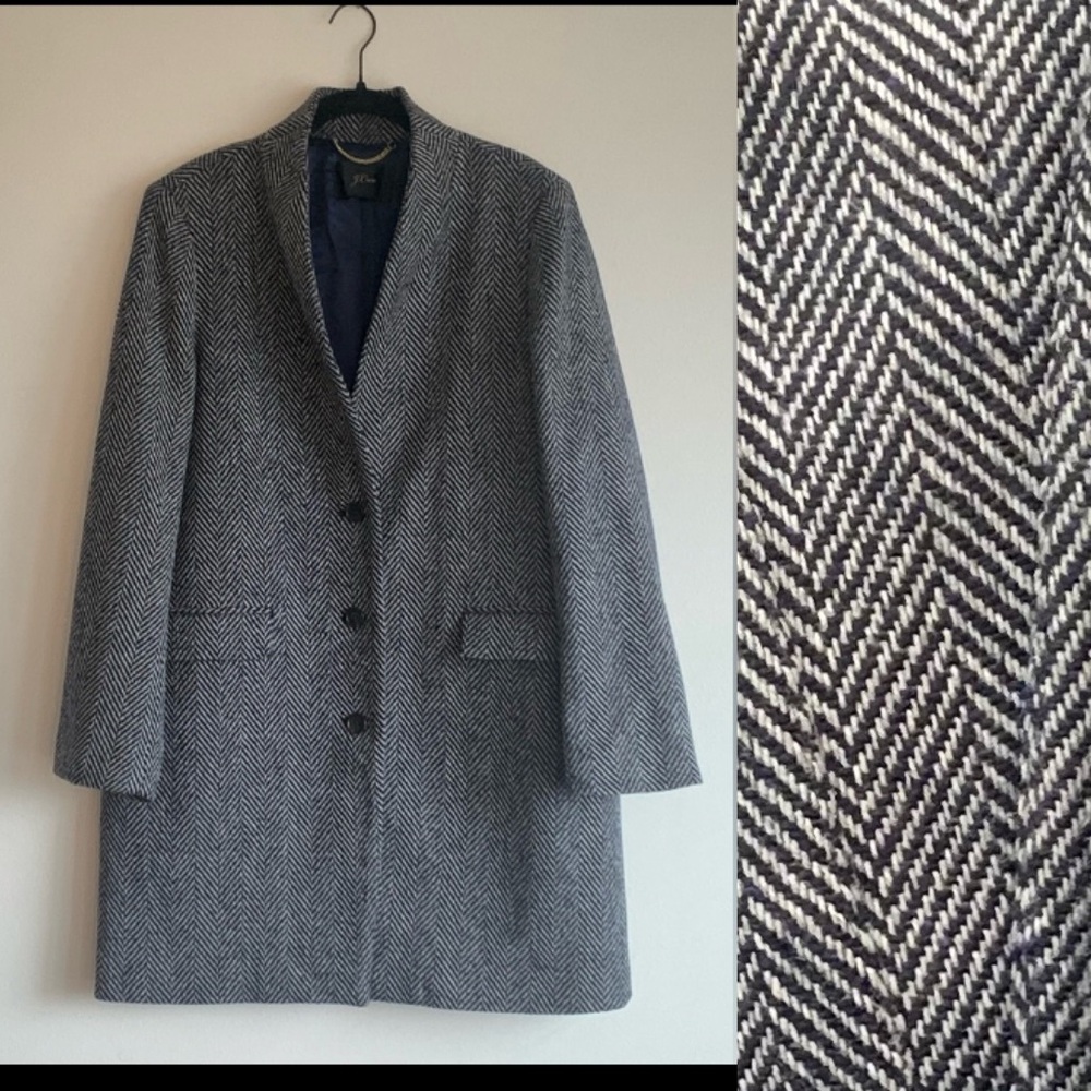 Excellent Condition, J Crew Oversized Topcoat Herringbone English, Sz L/XL J5939